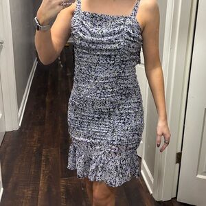 She + Sky Vici Black and Purple Floral Dress Midi